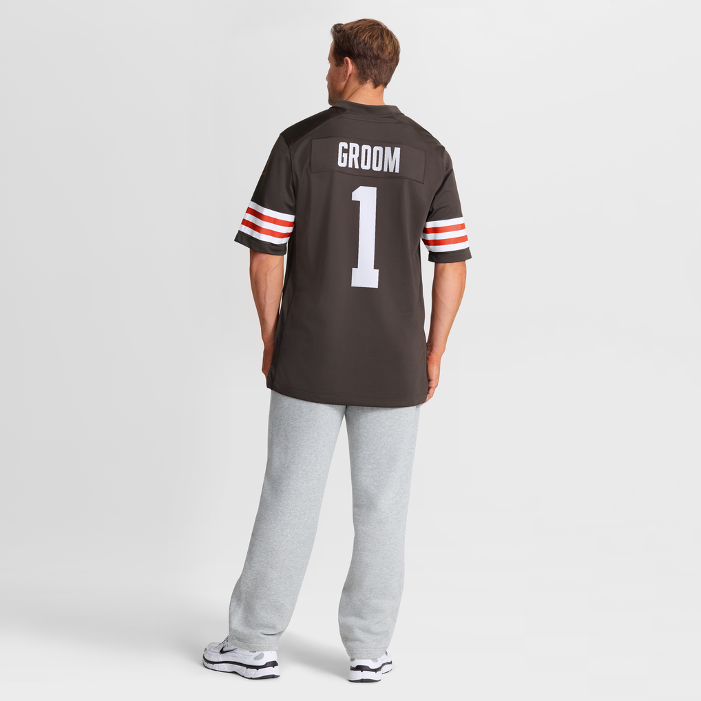 Men's Cleveland Browns Number 1 Groom Nike Brown Game Jersey - Image 9