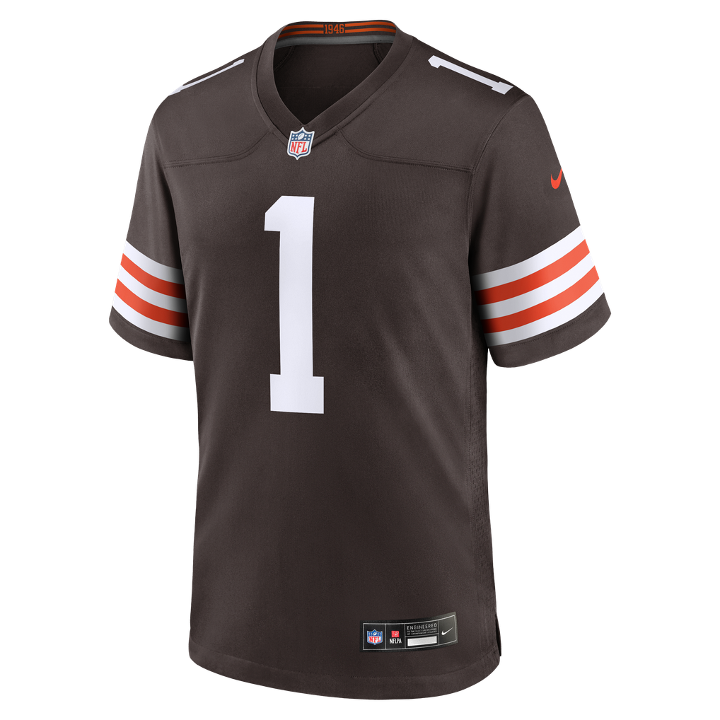 Men's Cleveland Browns Number 1 Groom Nike Brown Game Jersey - Image 3
