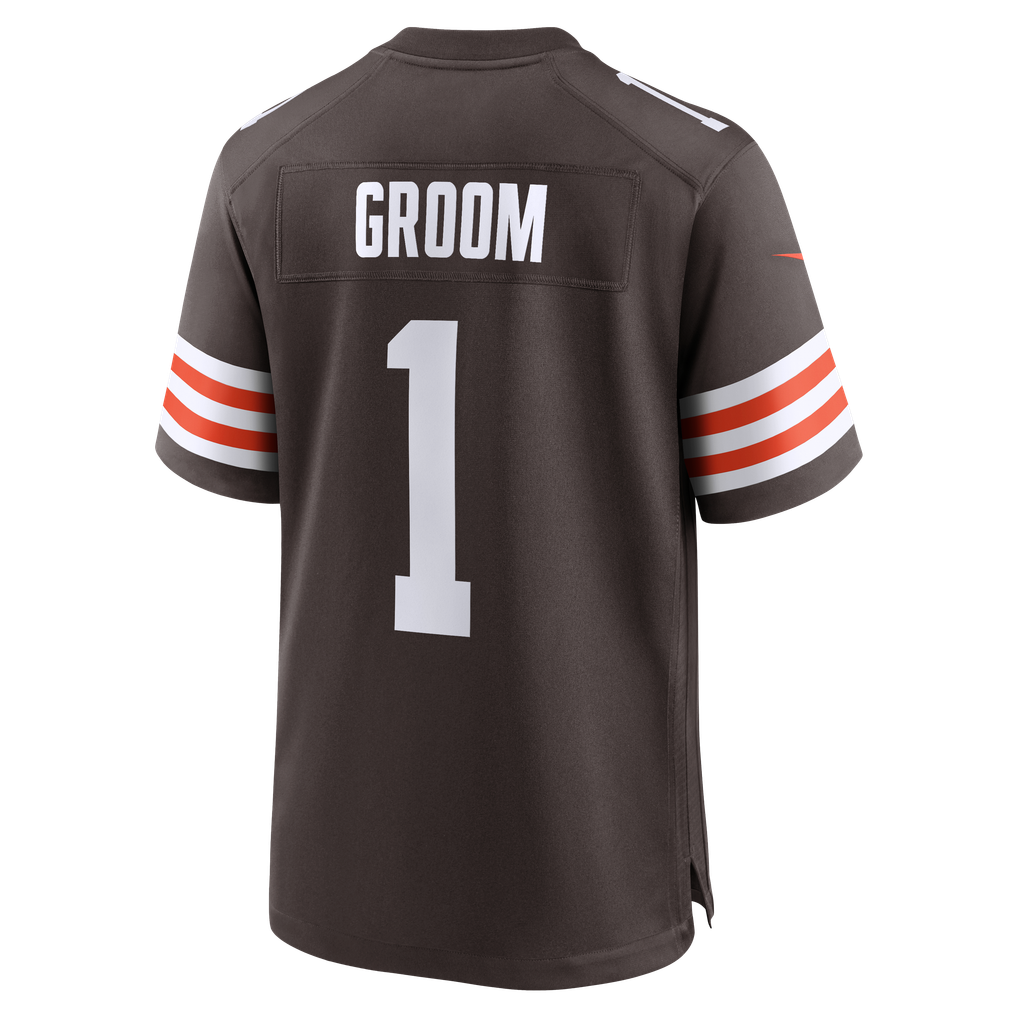 Men's Cleveland Browns Number 1 Groom Nike Brown Game Jersey - Image 4