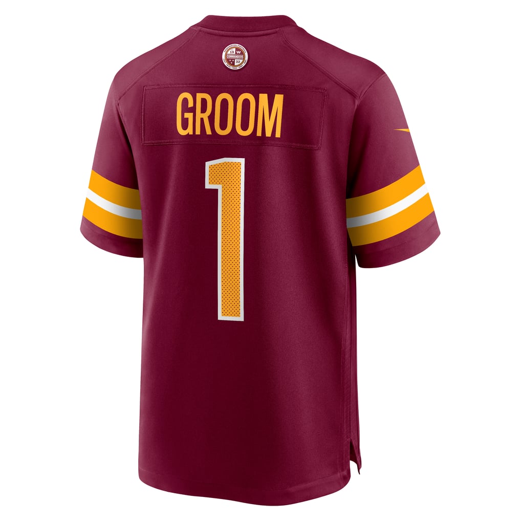 Men's Washington Commanders Number 1 Groom Nike Burgundy Game Jersey - Image 4