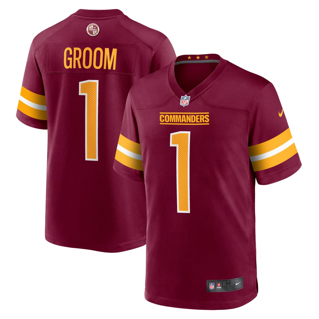 Men's Washington Commanders Number 1 Groom Nike Burgundy Game Jersey - Image 1