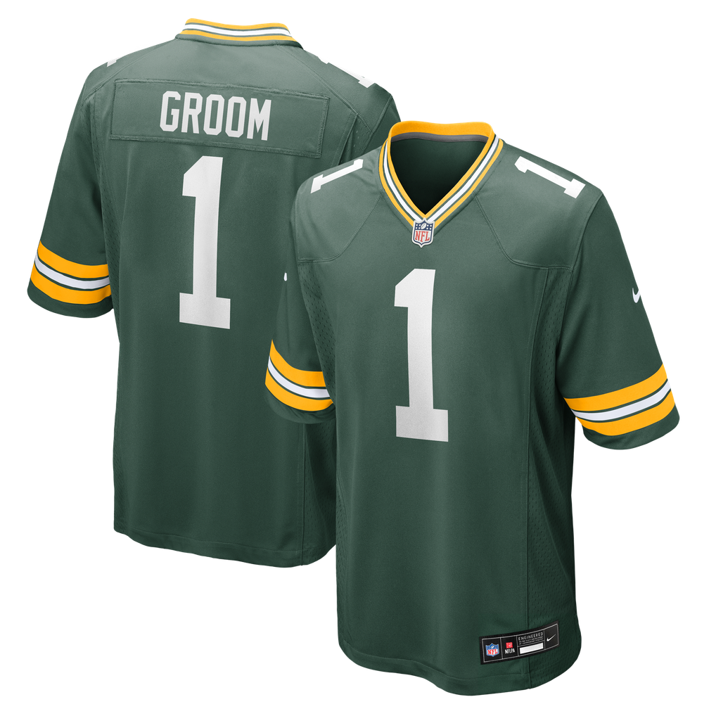 Men's Green Bay Packers Number 1 Groom Nike Green Game Jersey - Image 2