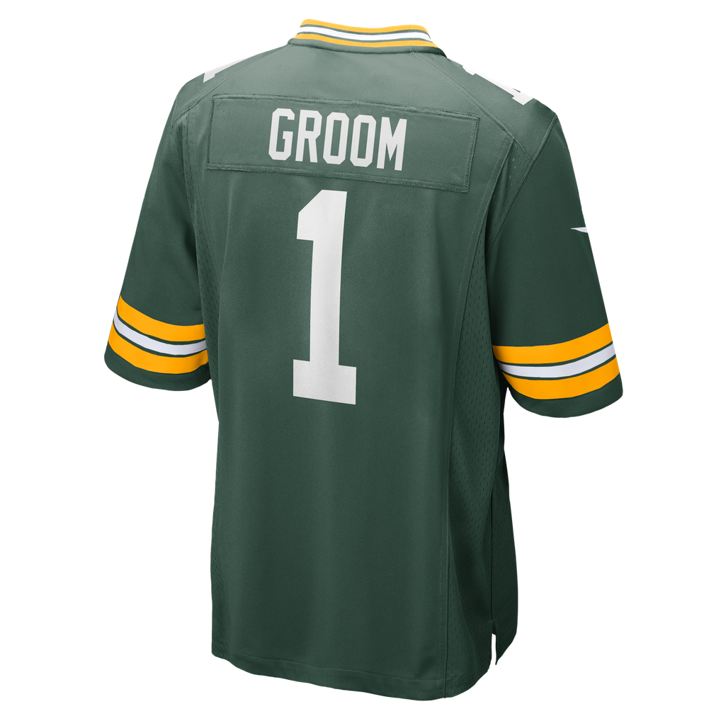 Men's Green Bay Packers Number 1 Groom Nike Green Game Jersey - Image 4