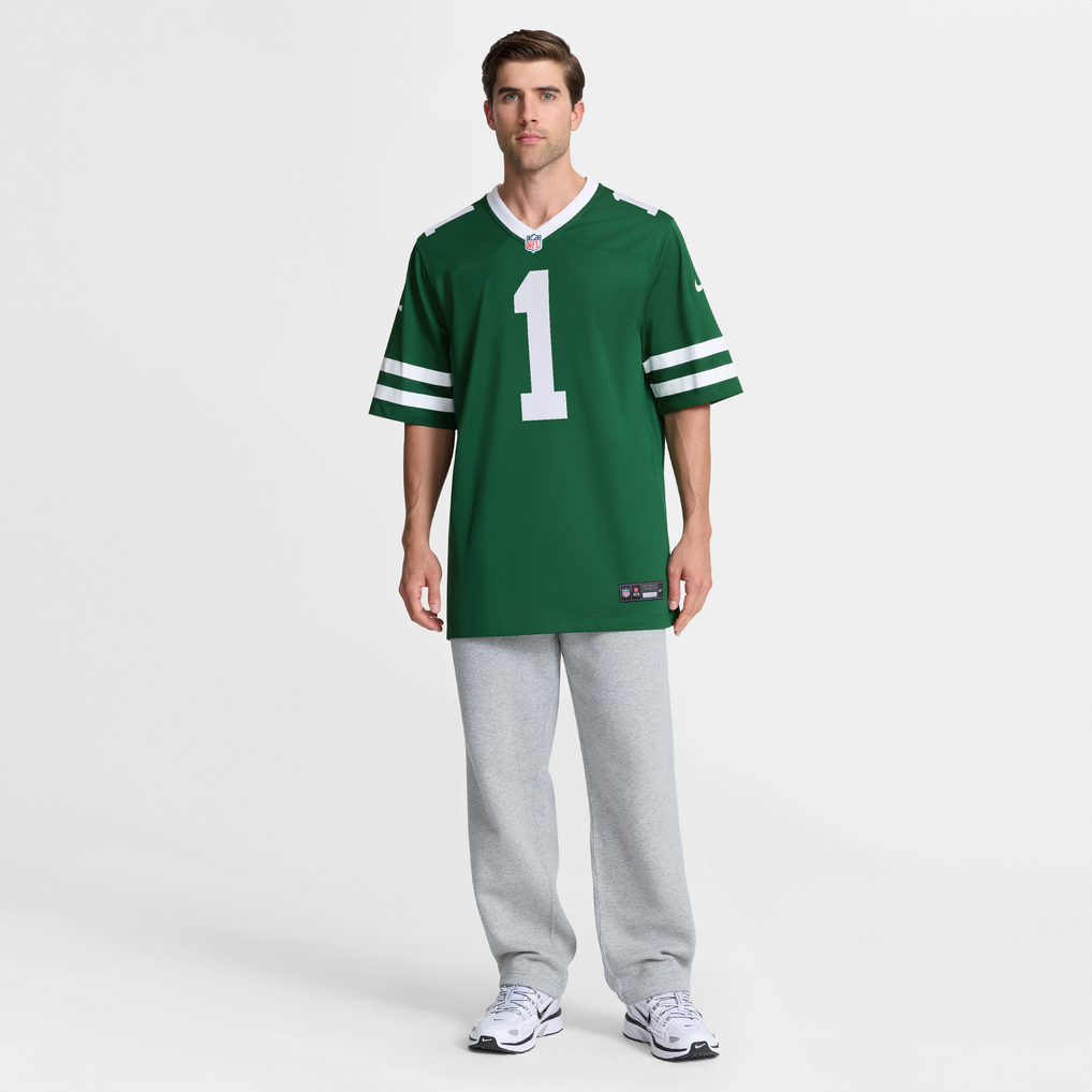 Men's New York Jets Number 1 Groom Nike Legacy Green Game Jersey - Image 8