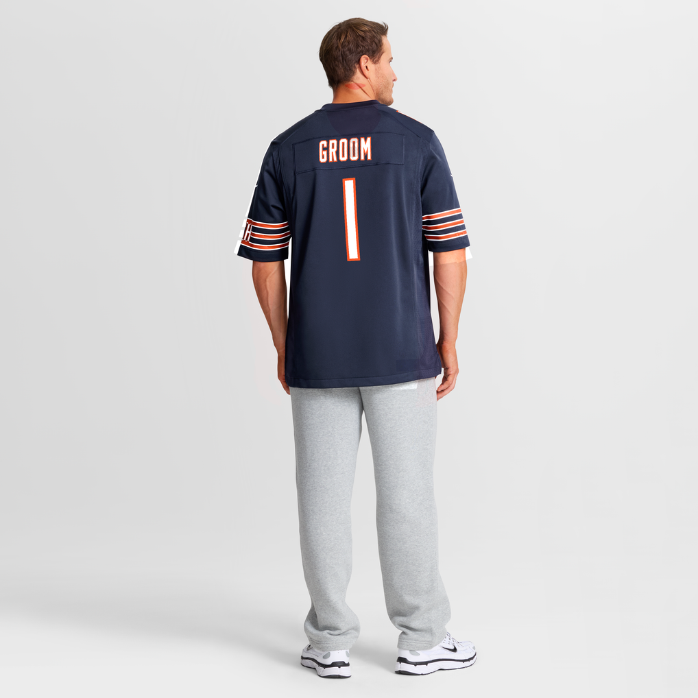 Men's Chicago Bears Number 1 Groom Nike Navy Game Jersey - Image 9