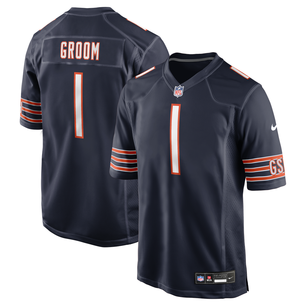Men's Chicago Bears Number 1 Groom Nike Navy Game Jersey - Image 2