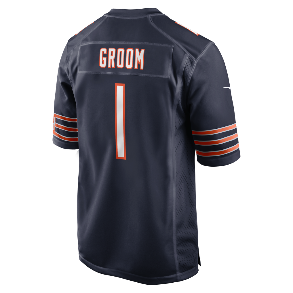 Men's Chicago Bears Number 1 Groom Nike Navy Game Jersey - Image 4
