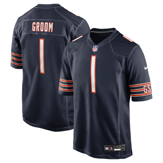 Men's Chicago Bears Number 1 Groom Nike Navy Game Jersey - Image 1
