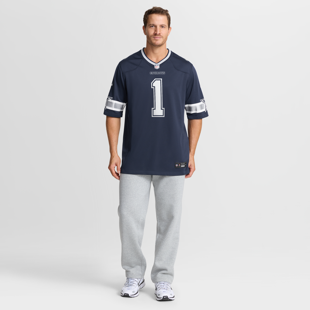 Men's Dallas Cowboys Number 1 Groom Nike Navy Game Jersey - Image 8