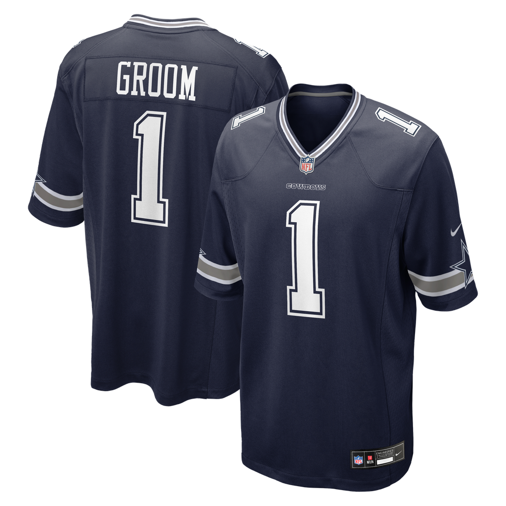 Men's Dallas Cowboys Number 1 Groom Nike Navy Game Jersey - Image 2