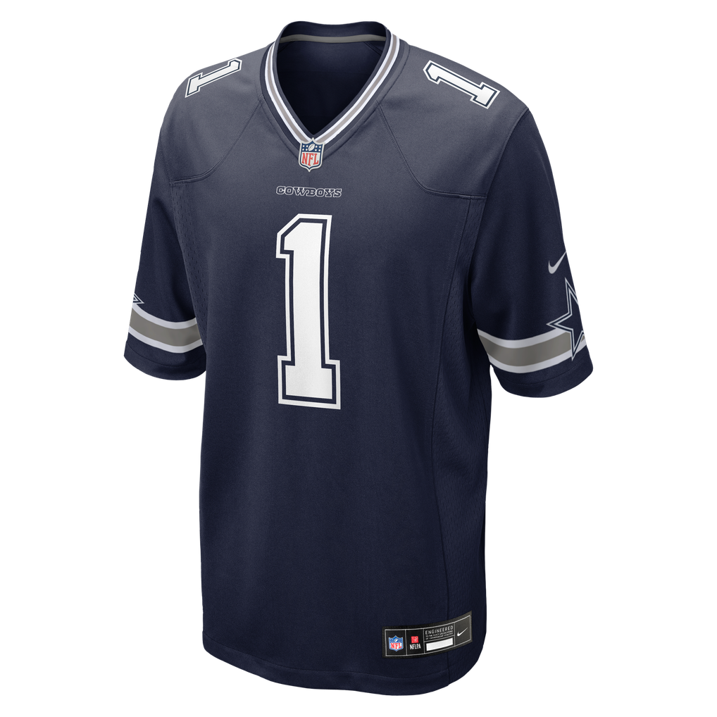 Men's Dallas Cowboys Number 1 Groom Nike Navy Game Jersey - Image 3