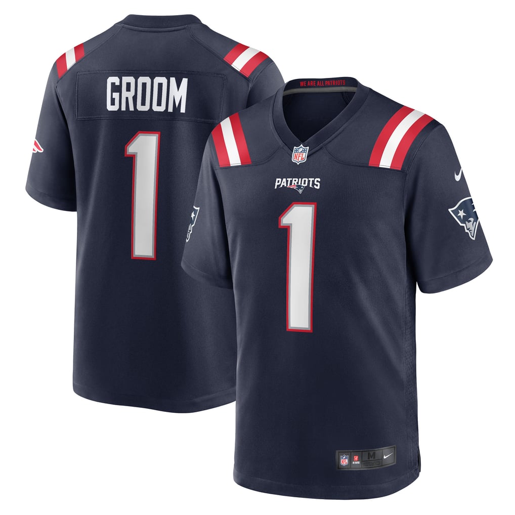 Men's New England Patriots Number 1 Groom Nike Navy Game Jersey - Image 2