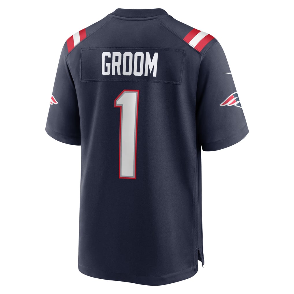 Men's New England Patriots Number 1 Groom Nike Navy Game Jersey - Image 4