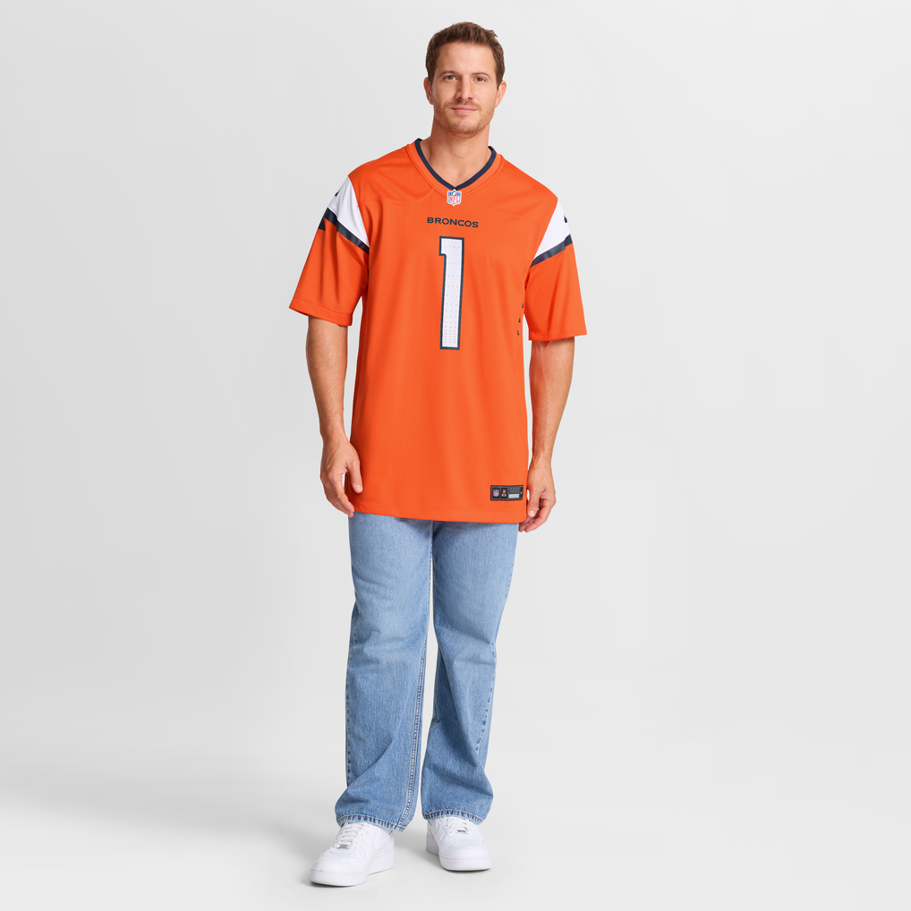 Men's Denver Broncos Number 1 Groom Nike Orange Game Jersey - Image 8