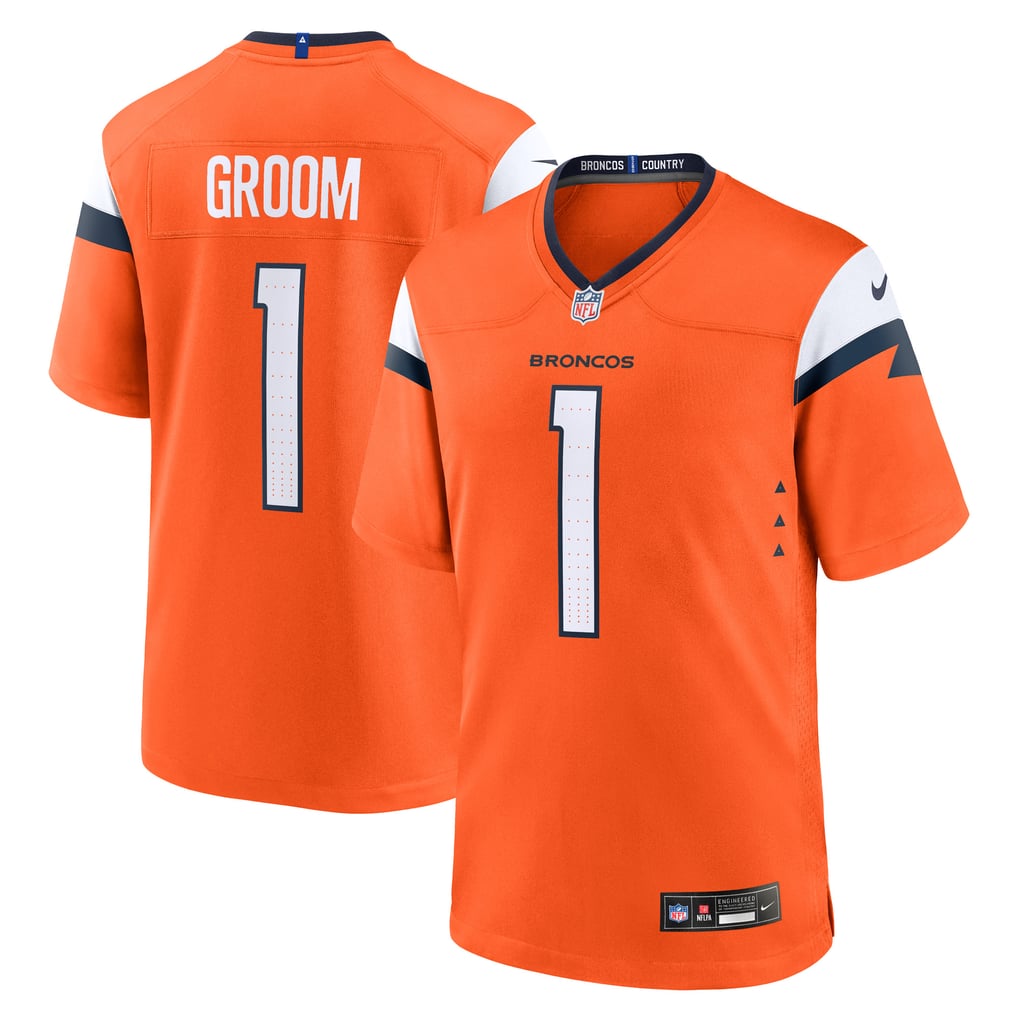 Men's Denver Broncos Number 1 Groom Nike Orange Game Jersey - Image 1