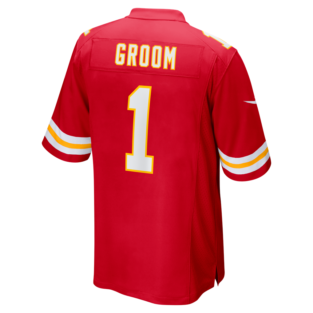 Men's Kansas City Chiefs Number 1 Groom Nike Red Game Jersey - Image 4