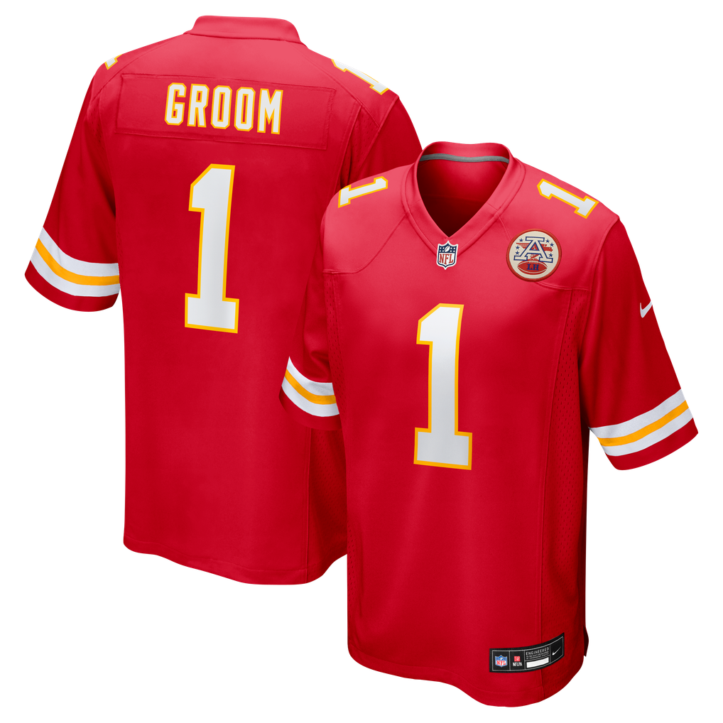 Men's Kansas City Chiefs Number 1 Groom Nike Red Game Jersey - Image 1