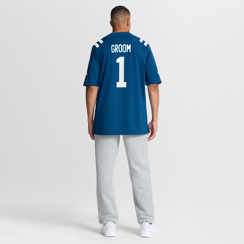 Men's Indianapolis Colts Number 1 Groom Nike Royal Game Jersey - Image 9