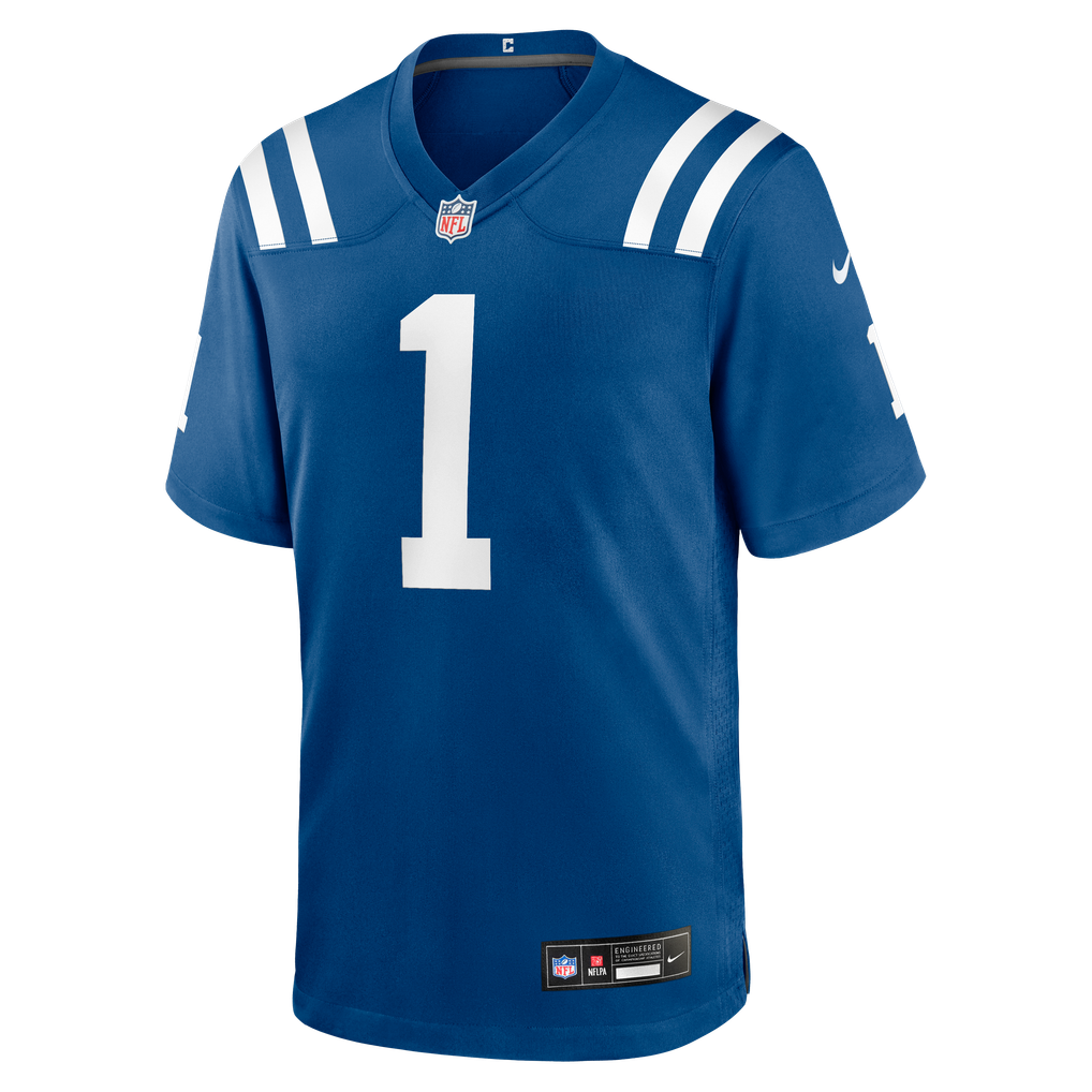 Men's Indianapolis Colts Number 1 Groom Nike Royal Game Jersey - Image 3