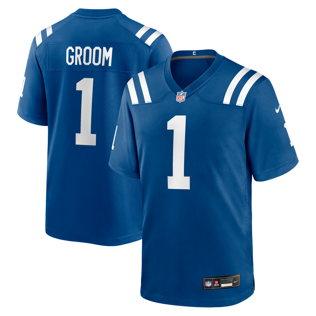 Men's Indianapolis Colts Number 1 Groom Nike Royal Game Jersey - Image 1