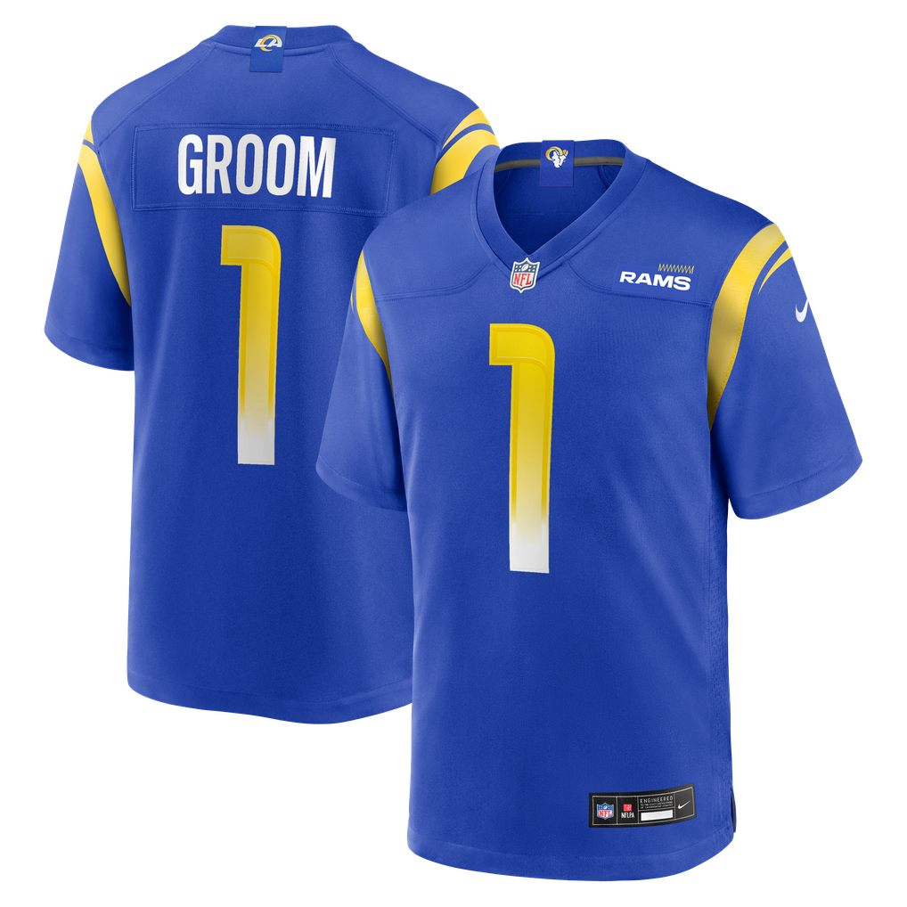 Men's Los Angeles Rams Number 1 Groom Nike Royal Game Jersey - Image 2