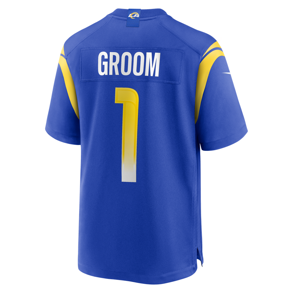 Men's Los Angeles Rams Number 1 Groom Nike Royal Game Jersey - Image 4