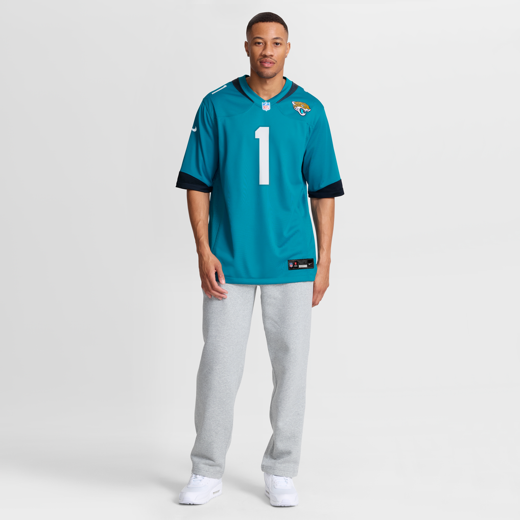 Men's Jacksonville Jaguars Number 1 Groom Nike Teal Game Jersey - Image 8