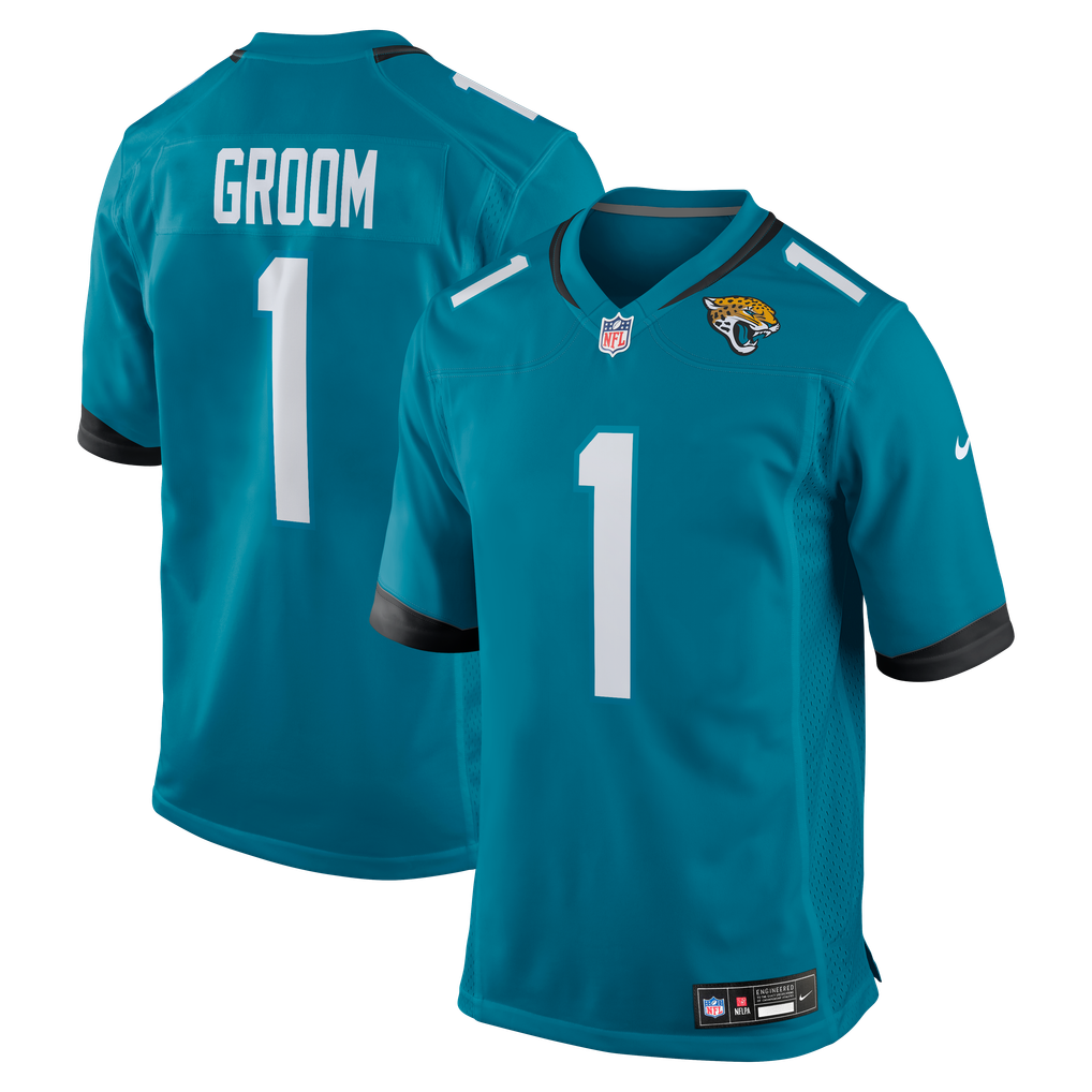 Men's Jacksonville Jaguars Number 1 Groom Nike Teal Game Jersey - Image 2