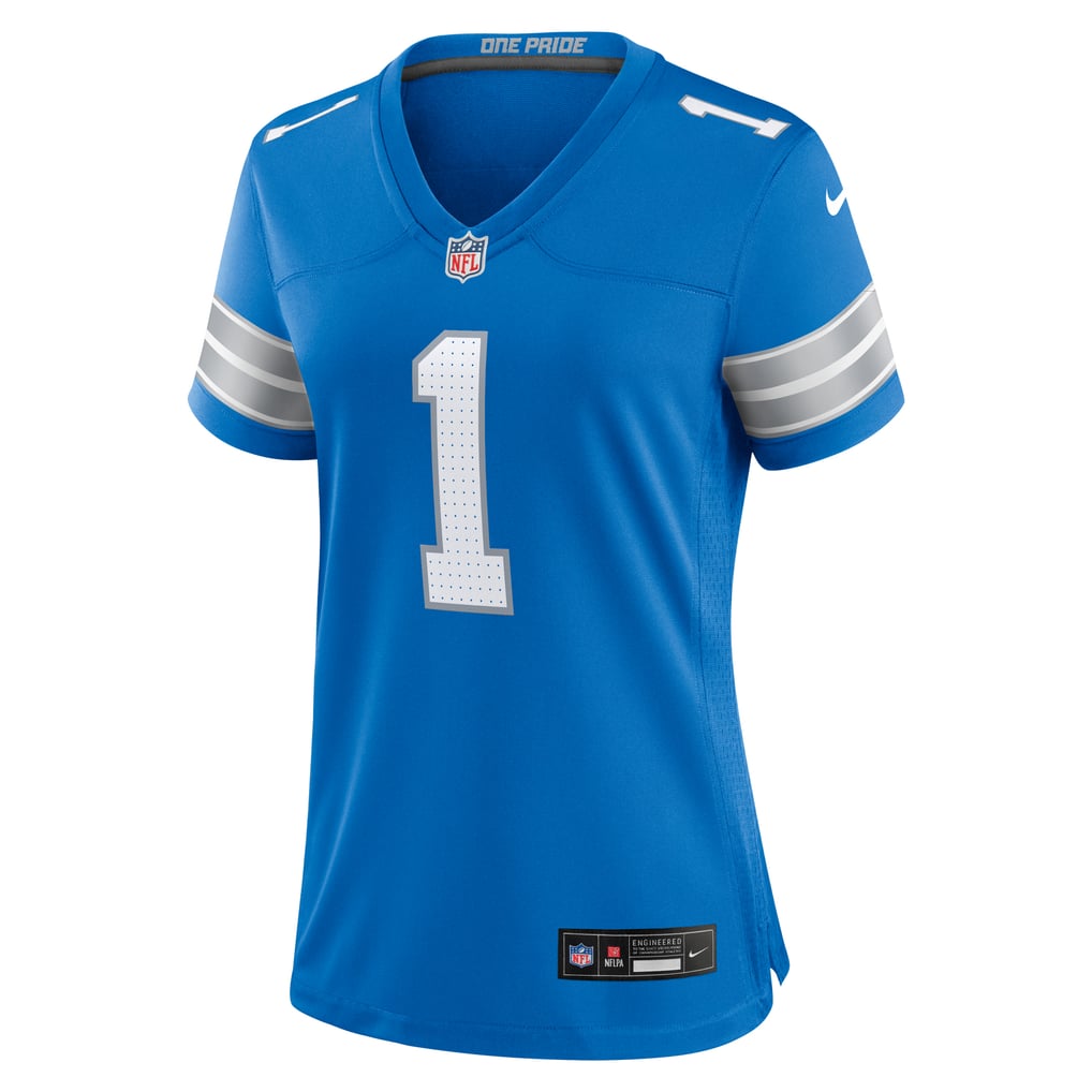 Men's Detroit Lions Number 1 Mom Nike Blue Game Jersey - Image 3