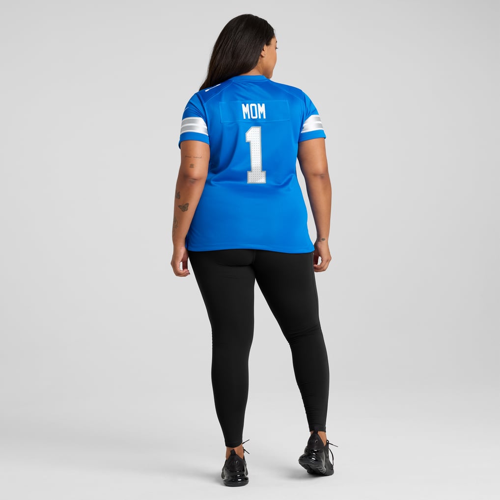 Men's Detroit Lions Number 1 Mom Nike Blue Game Jersey - Image 8