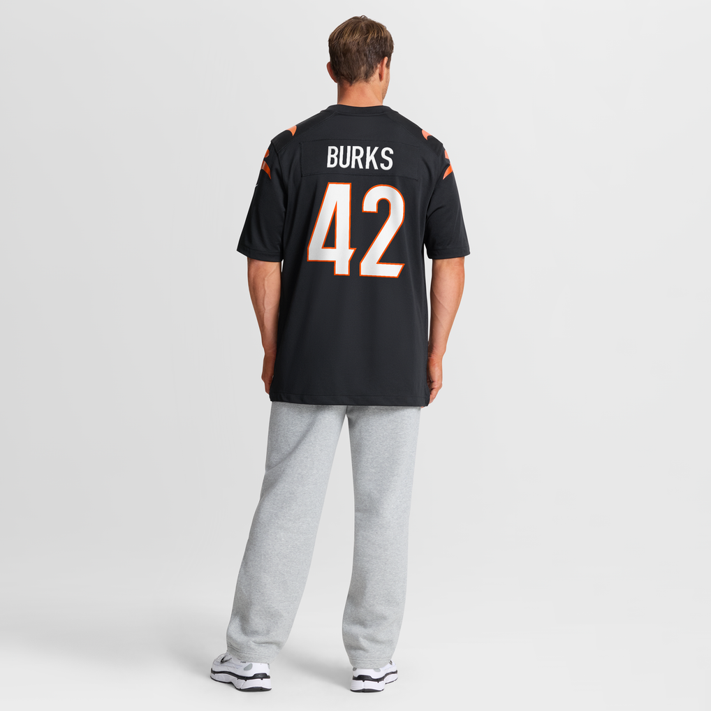 Men's Cincinnati Bengals Oren Burks Nike Black Team Game Jersey - Image 9