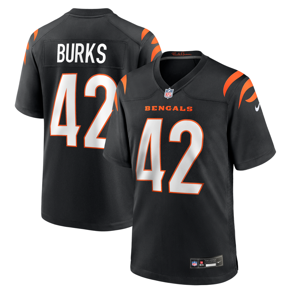 Men's Cincinnati Bengals Oren Burks Nike Black Team Game Jersey - Image 1