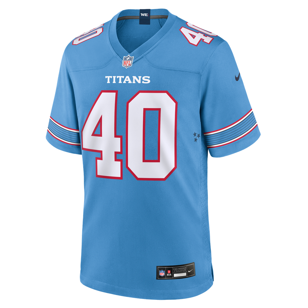 Men's Tennessee Titans Owen Pappoe Nike Light Blue Team Game Jersey - Image 3
