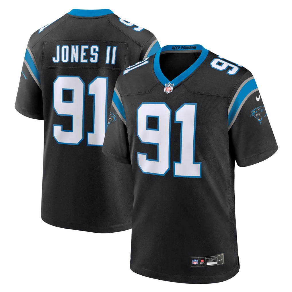 Men's Carolina Panthers Patrick Jones II Nike Black Team Game Jersey - Image 2
