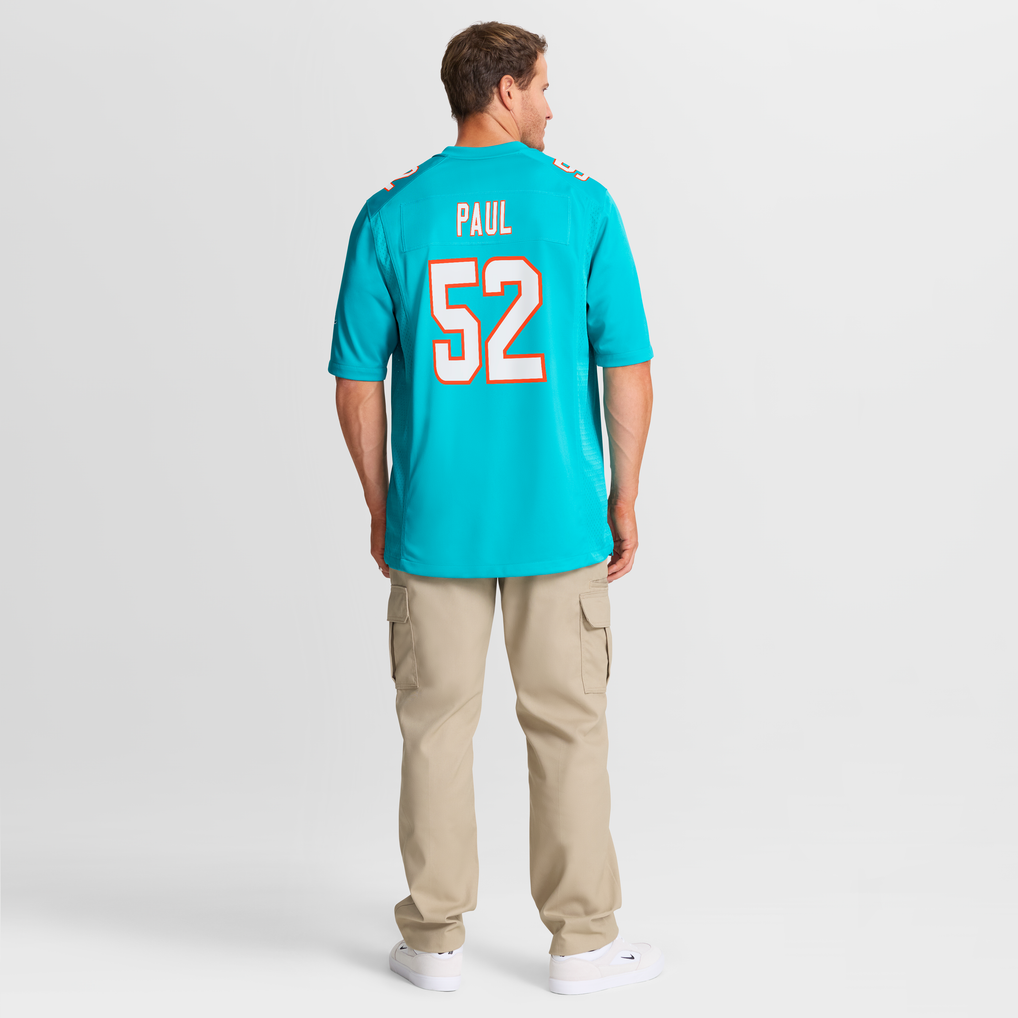 Men's Miami Dolphins Patrick Paul Nike  Aqua  Game Jersey - Image 9