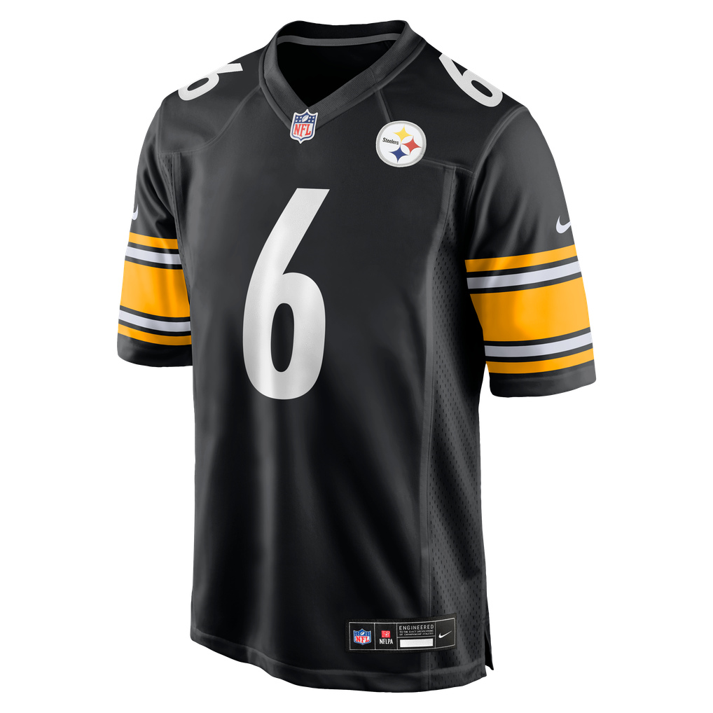 Men's Pittsburgh Steelers Patrick Queen Nike Black Game Player Jersey - Image 3