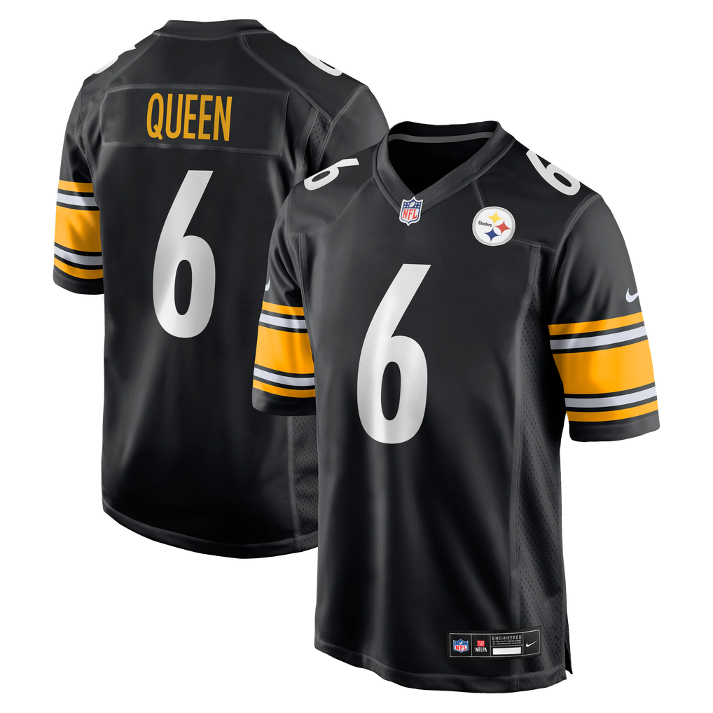 Men's Pittsburgh Steelers Patrick Queen Nike Black Game Player Jersey - Image 1