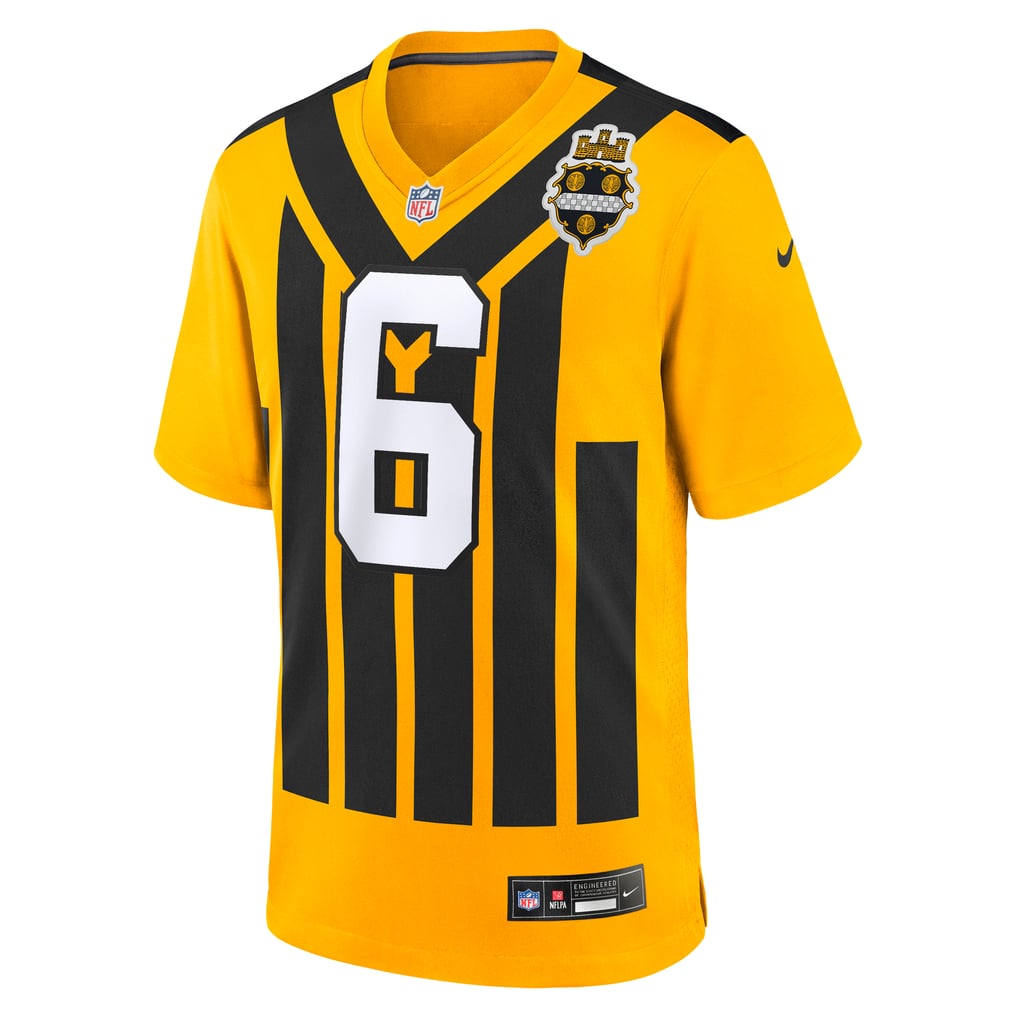 Men's Pittsburgh Steelers Patrick Queen Nike Gold Alternate 1933 Throwback Game Jersey - Image 3