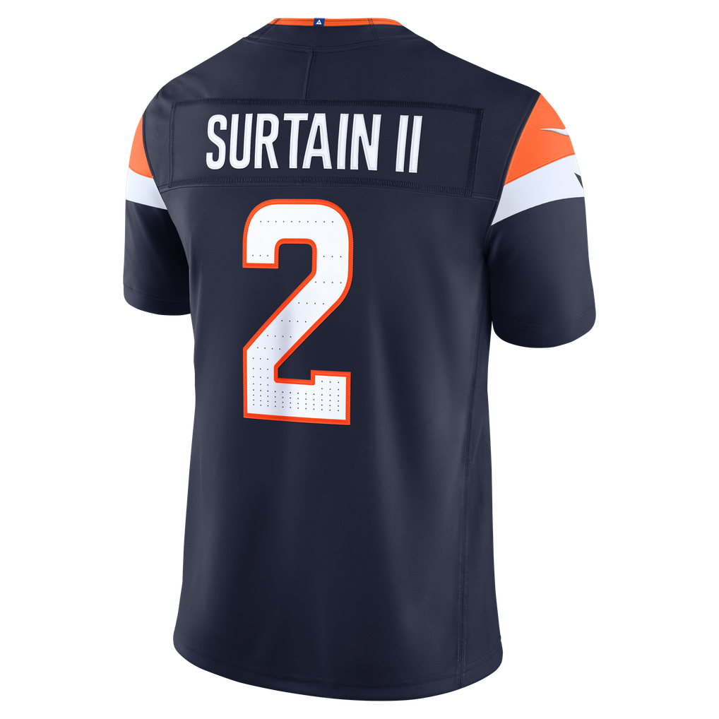 Men's Denver Broncos Patrick Surtain II Nike Navy Alternate Vapor F.U.S.E. Stitched Limited Jersey - Image 4