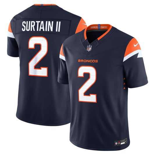 Men's Denver Broncos Patrick Surtain II Nike Navy Alternate Vapor F.U.S.E. Stitched Limited Jersey - Image 1
