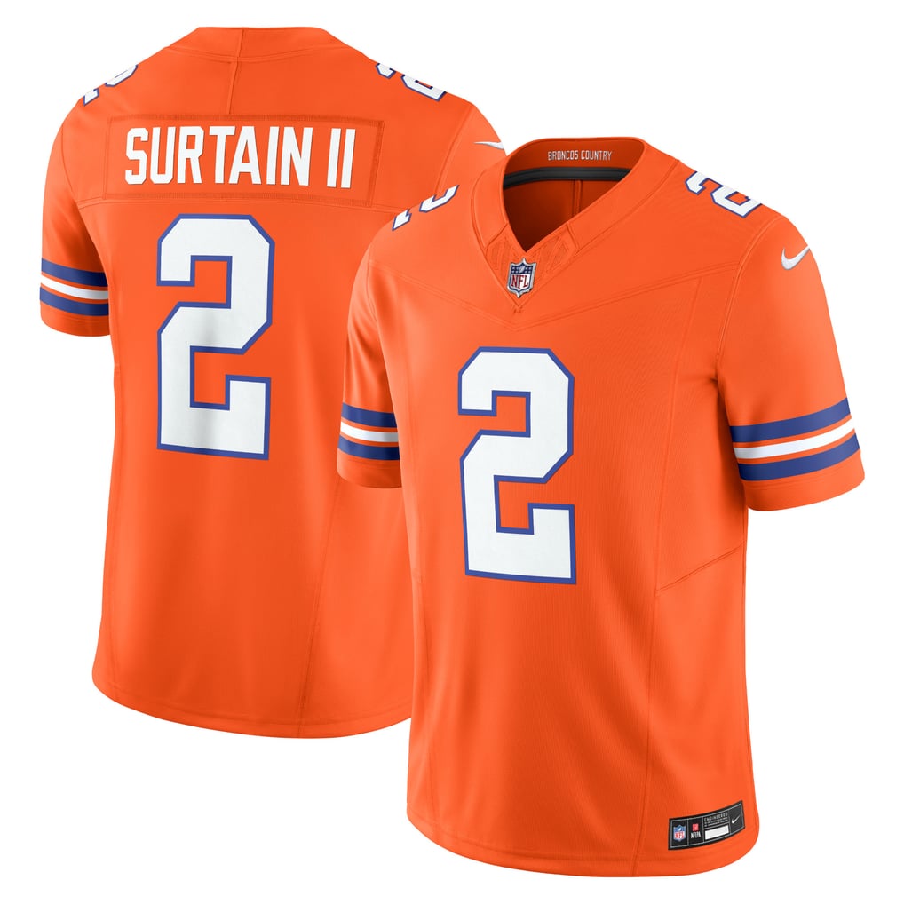 Men's Denver Broncos Patrick Surtain II Nike Orange Alternate Mile High Collection 1977 Throwback Vapor F.U.S.E. Limited Jersey - Image 1