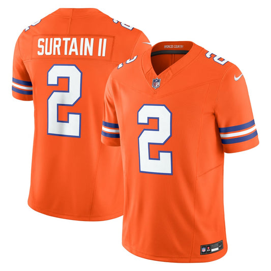 Men's Denver Broncos Patrick Surtain II Nike Orange Alternate Mile High Collection 1977 Throwback Vapor F.U.S.E. Limited Jersey - Image 1