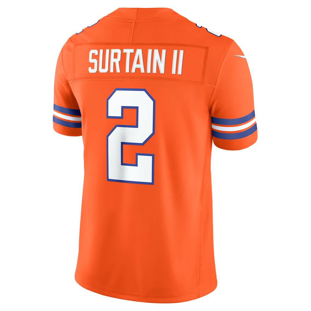 Men's Denver Broncos Patrick Surtain II Nike Orange Alternate Mile High Collection 1977 Throwback Vapor F.U.S.E. Stitched Limited Jersey - Image 4