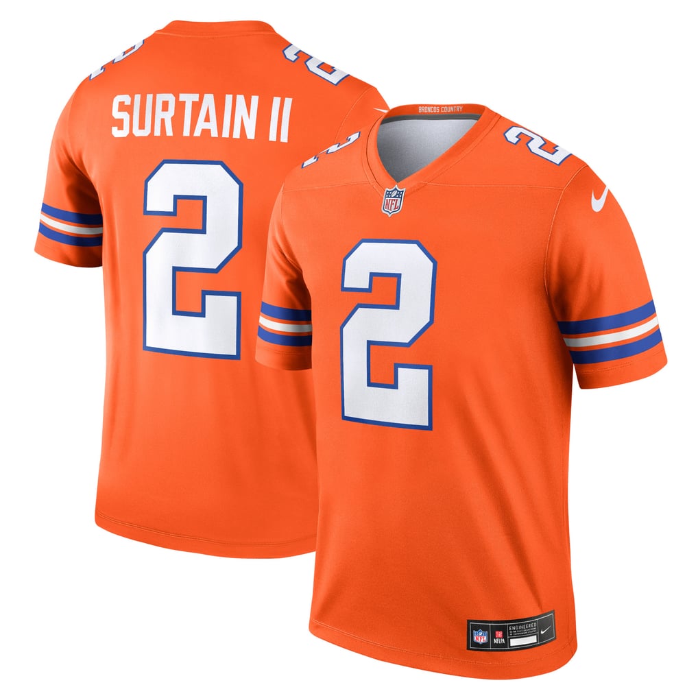 Men's Denver Broncos Patrick Surtain II Nike Orange Legend Player Performance Top - Image 2