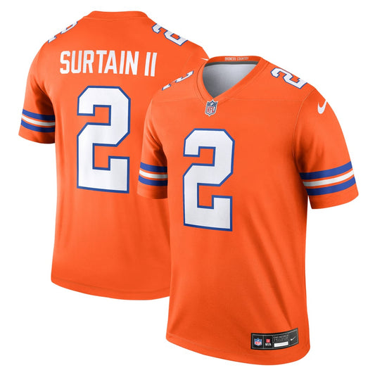 Men's Denver Broncos Patrick Surtain II Nike Orange Legend Player Performance Top - Image 1
