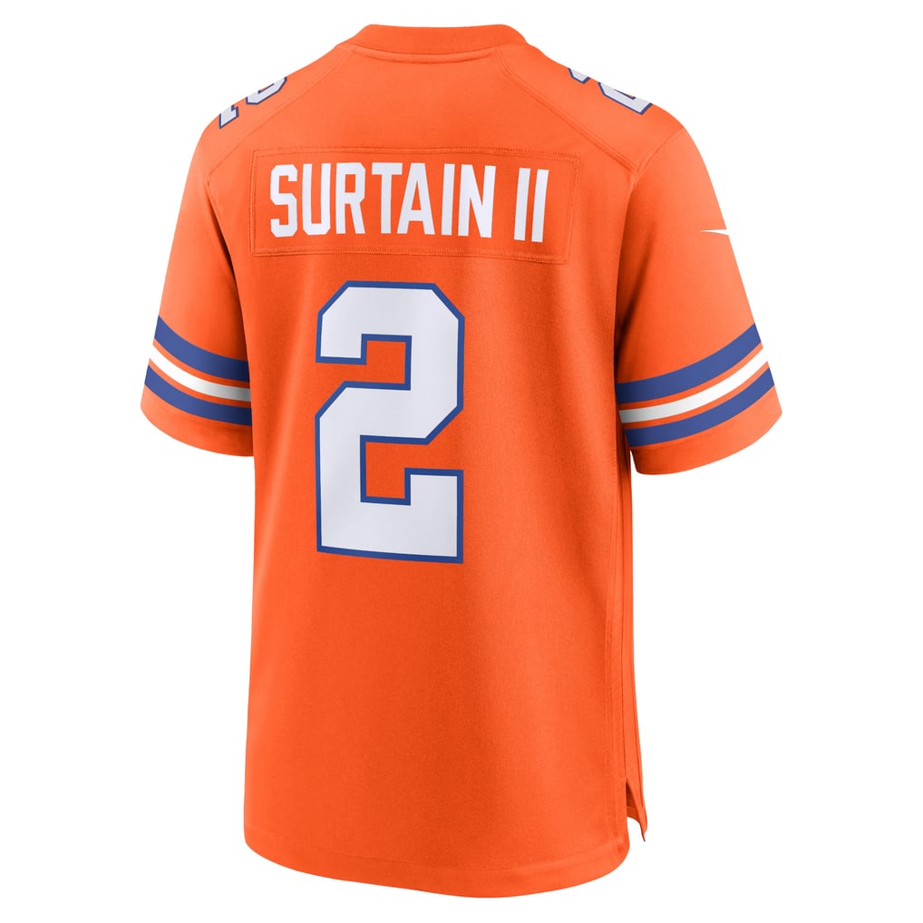 Men's Denver Broncos Patrick Surtain II Nike Orange Mile High Collection 1977 Throwback Player Game Jersey - Image 4