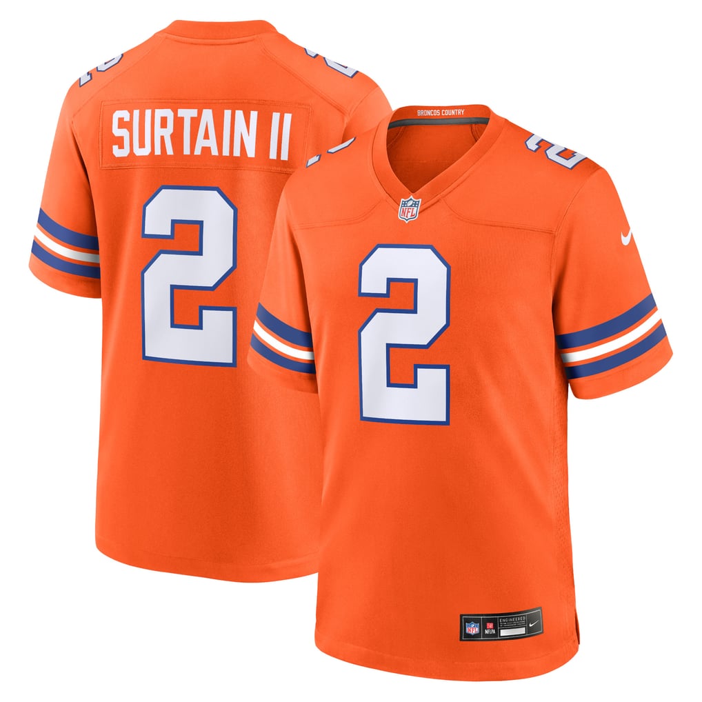 Men's Denver Broncos Patrick Surtain II Nike Orange Mile High Collection 1977 Throwback Player Game Jersey - Image 1