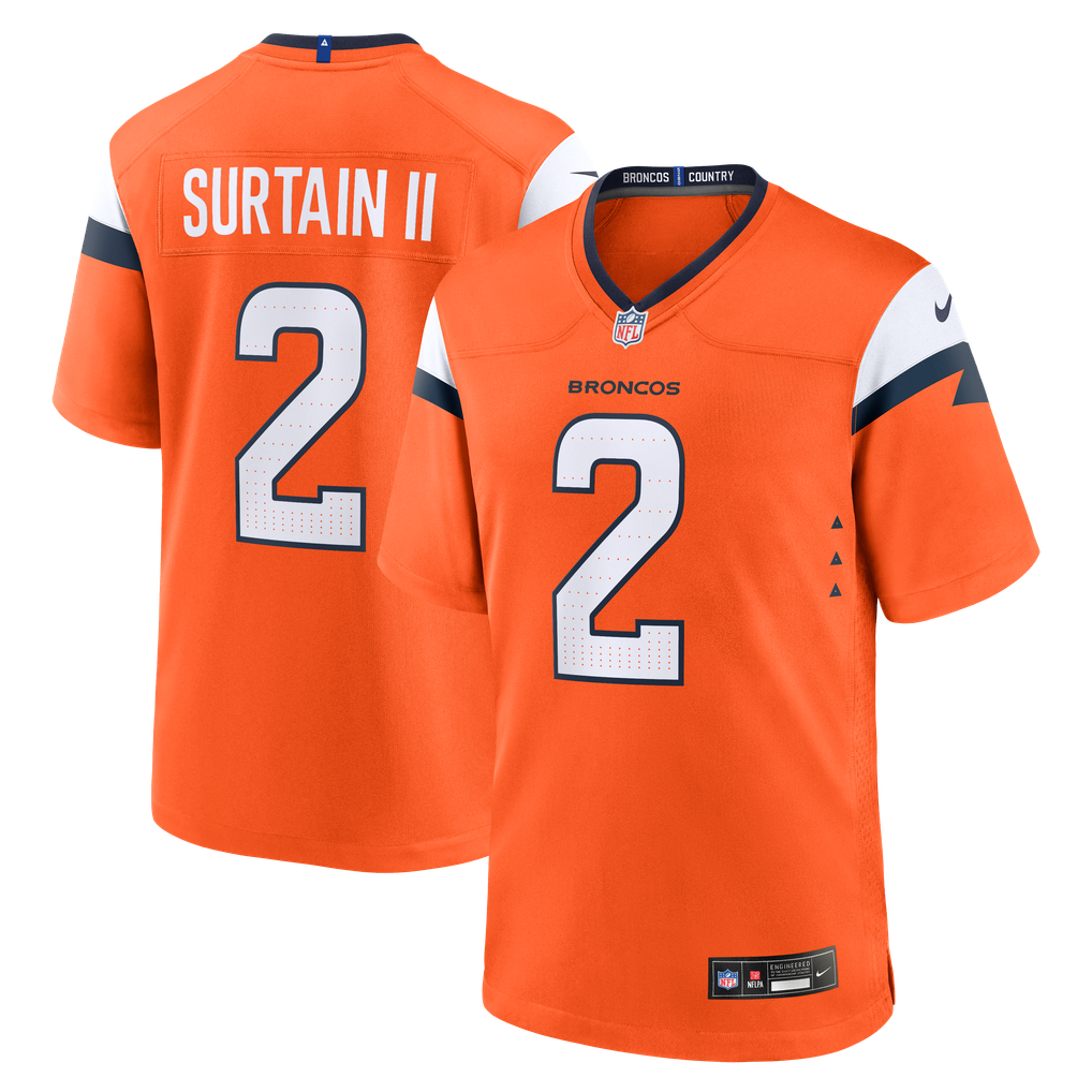 Men's Denver Broncos Patrick Surtain II Nike Orange Team Game Jersey - Image 1