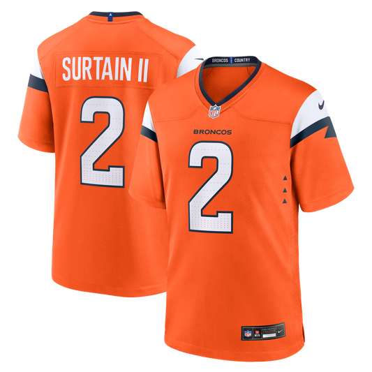 Men's Denver Broncos Patrick Surtain II Nike Orange Team Game Jersey - Image 1