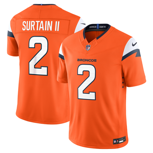 Men's Denver Broncos Patrick Surtain II Nike Orange Team Vapor F.U.S.E. Stitched Limited Jersey - Image 1